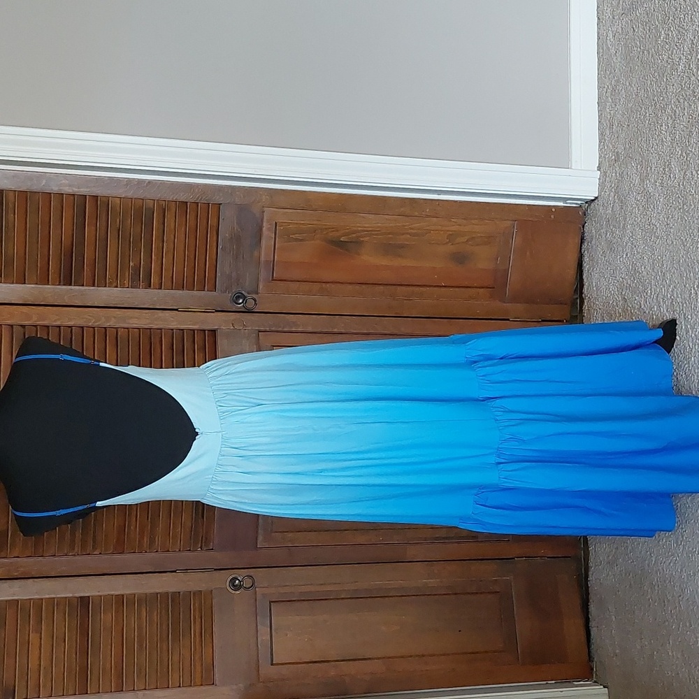 Commense Blue Ombre Backless Cutout Cami Maxi Dress with Tags Sz L - Picture 7 of 16
